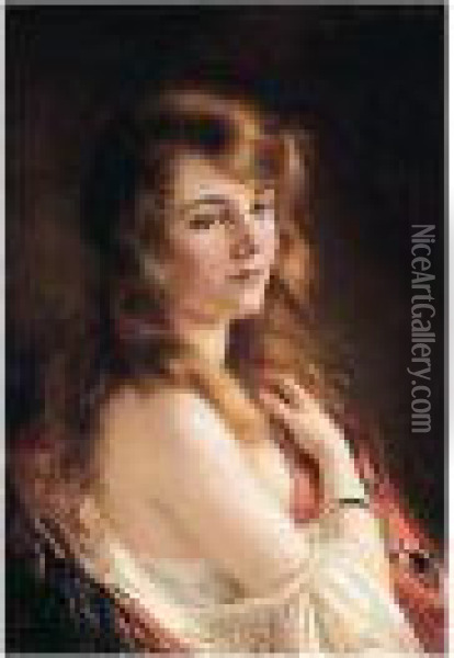 Portrait Of A Lady Oil Painting - Albert Lynch