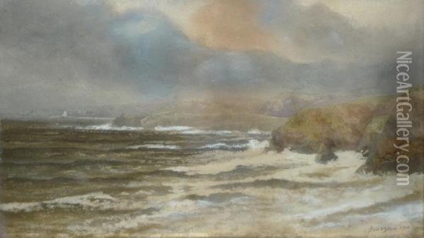 Rivages Du Nord Par Grosse Mer Oil Painting - Gustave Bourgain