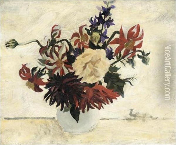 Flowers In A White Pot Oil Painting - Christopher Wood