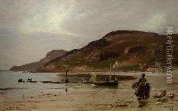 Welsh Coastal Scene Oil Painting - Julius Hare