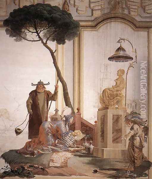 Offering Of Fruits To Moon Goddess 1757 Oil Painting - Giovanni Domenico Tiepolo