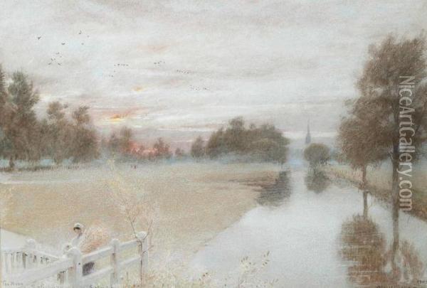 The Avon, Salisbury, September Oil Painting - Albert Goodwin