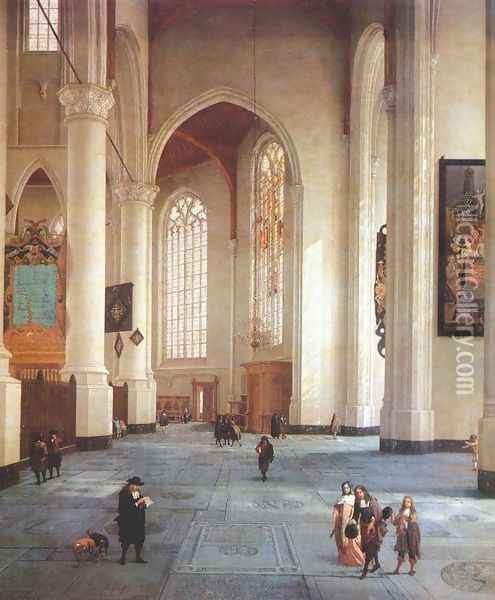 Interior of the St Laurenskerk in Rotterdam 1660-65 Oil Painting - Anthonie De Lorme