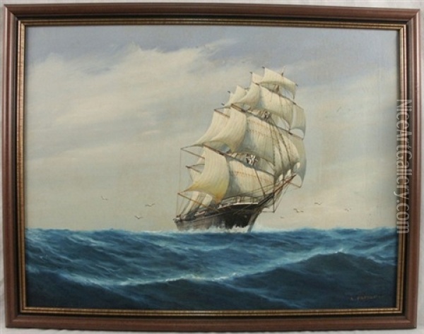 Ship In Full Sail Oil Painting - Luca Papaluca
