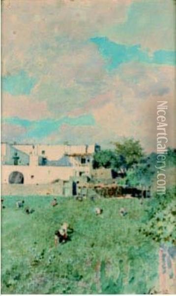 Case A Portici Oil Painting - Mariano Jose Maria Bernardo Fortuny y Carbo