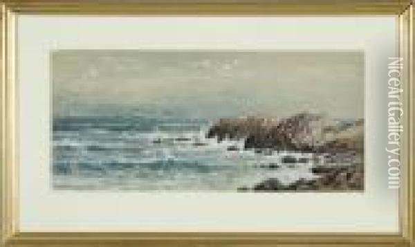 Seascape With Distant Ships Oil Painting - Edmund Darch Lewis