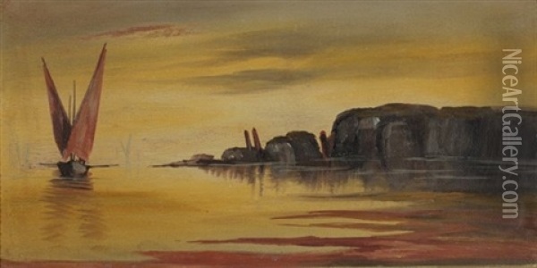 Nillandschaft Mit Felouk Oil Painting - Etienne Duval