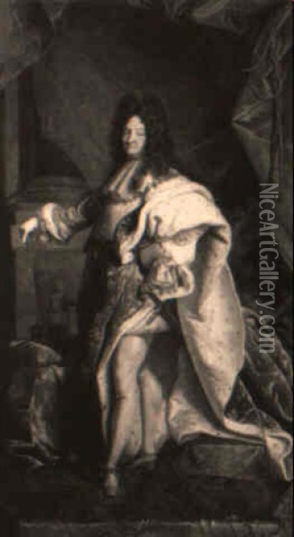 Portrait De Louis Xiv En Tenue De Sacre Oil Painting - Hyacinthe Rigaud