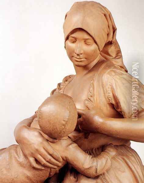 Peasant Woman Nursing An Infant Oil Painting - Jules Dalou
