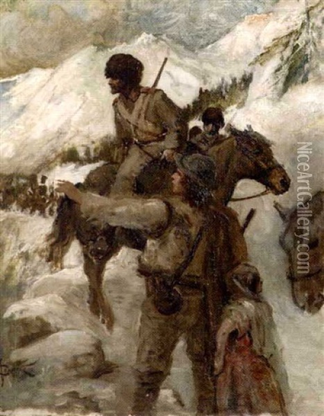 Cavalier Caucasien A Cheval Demandant Son Chemin Oil Painting - Serge (Sergei) de Solomko