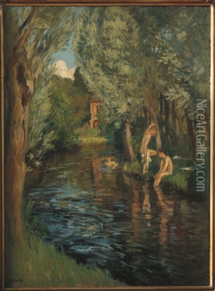 Boys Bathing In The Loire Oil Painting - Rupert Bunny