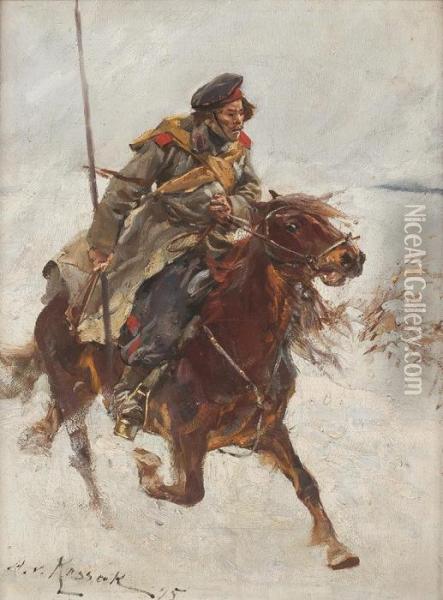 Kavallerist Oil Painting - Wojciech Von Kossak