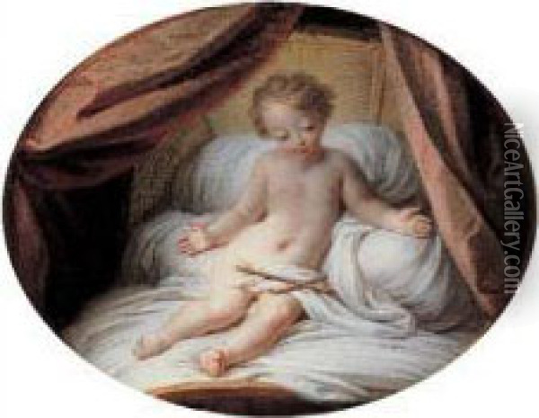 L'enfant Jesus Au Berceau Dans Un Ovale Peint Oil Painting - Charles-Antoine Coypel