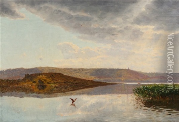 A Landscape With A View Of Himmelbjerget Oil Painting - Godfred Christensen
