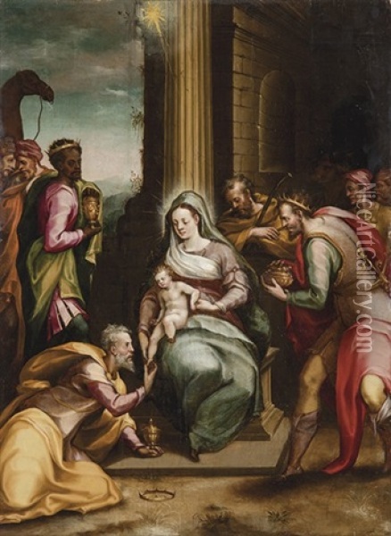 Adoracion De Los Reyes Oil Painting - Girolamo Lucenti