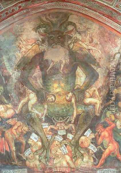 The Last Judgement, detail of the Leviathan, c.1394 Oil Painting - Taddeo Di Bartolo