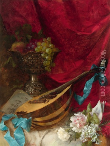 Stilleben Mit Mandoline Oil Painting - Gustave Henry Mosler