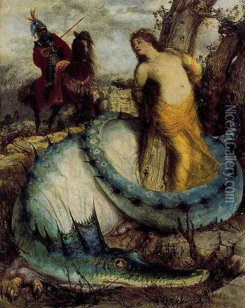 Angélique and the dragon Oil Painting - Arnold Bocklin