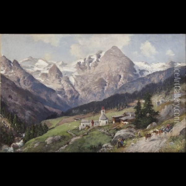Trafoi Oil Painting - Heinrich Hiller