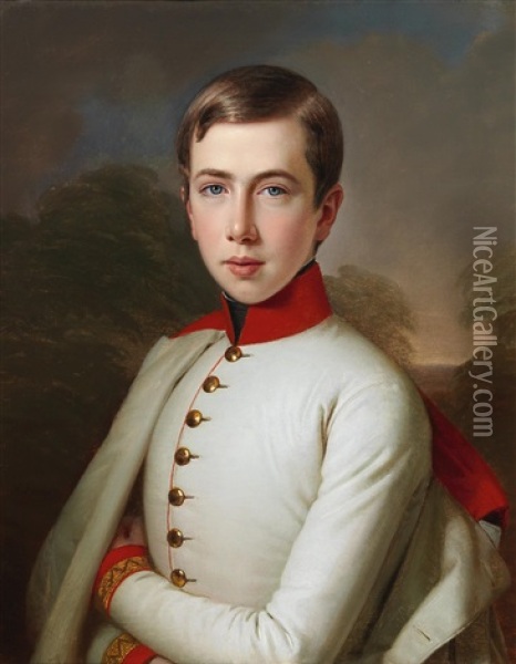 Portrait Of Archduke Karl Ludwig Of Austria At The Age Of 15 Oil Painting - Anton Einsle