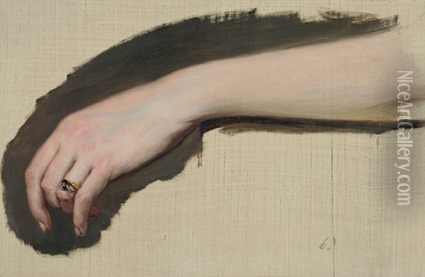 Unterarm Und Beringte Hand Einer Frau Oil Painting - Robert Wessinger