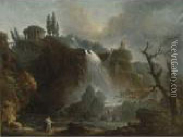 The Cascades At Tivoli Oil Painting - Hubert Robert