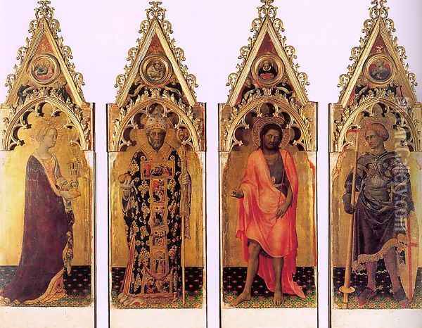 Four Saints of the Quaratesi Polyptych 1425 Oil Painting - Gentile Da Fabriano