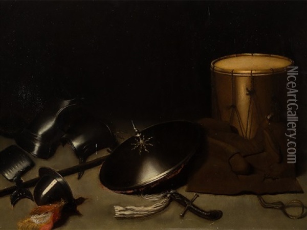Still Life With Armor And Shield Oil Painting - Gerrit Dou