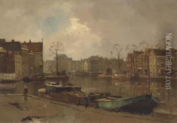 A View Of The Spaarne, Haarlem Oil Painting - Cornelis Vreedenburgh
