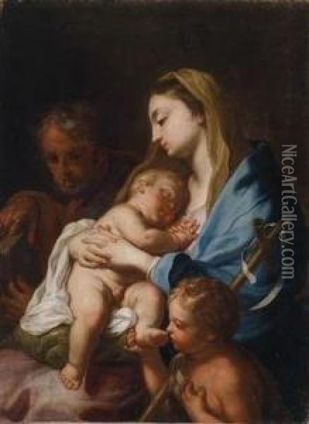 The Holy Family With The Infant Baptist Oil Painting - Francesco Trevisani