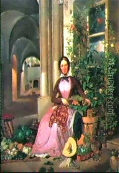 Vor Dem Hauseingang Oil Painting - Carl Heinrich Adolph Grimm