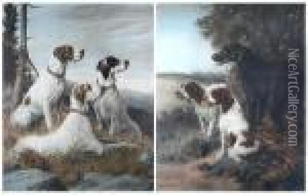A Retriever And Spaniels Oil Painting - Maud Earl