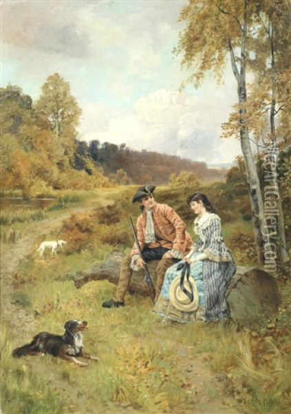 A Country Courtship Oil Painting - Henry John Yeend King