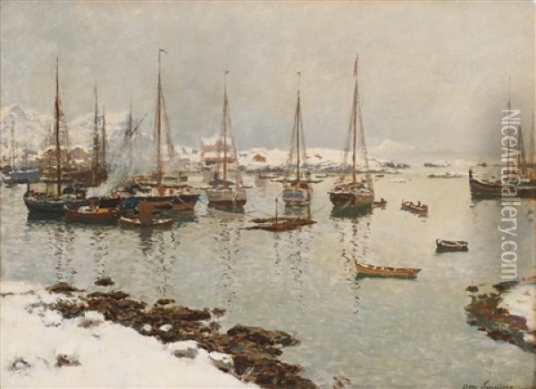 Fra Svolvaer Oil Painting - Otto Ludwig Sinding