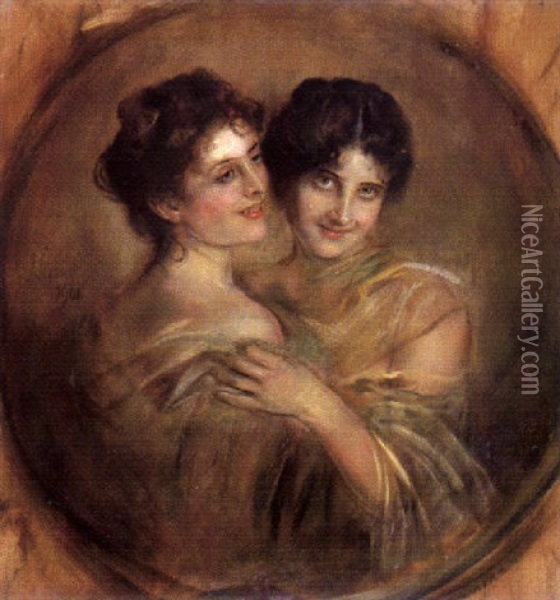 Zwei Schwestern Oil Painting - Franz Seraph von Lenbach