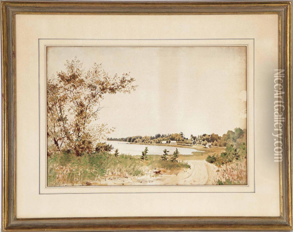 Untitled (river Landscape); And A Companion Drawing Oil Painting - Louis Michel Eilshemius
