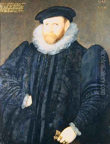 Sir Edward Grimston 1529-1610 as a Young Man Oil Painting - Robert Peake