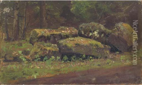 Rocky Landscape Oil Painting - Ivan Shishkin