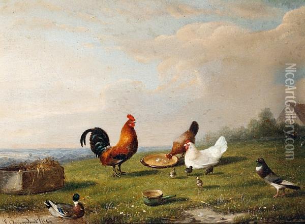 Sheep In A Landscape Oil Painting - Franz van Severdonck