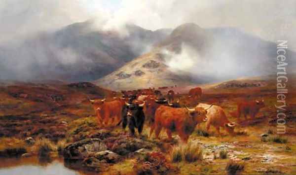 Crossing the moorland Oil Painting - Louis Bosworth Hurt