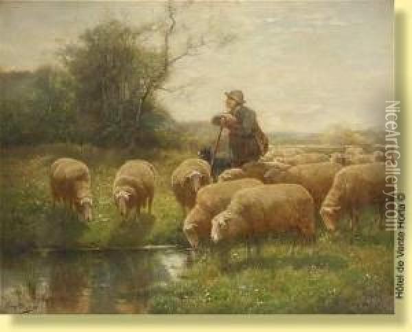 Berger Et Son Troupeau Oil Painting - Franz De Beul