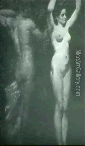 Two Standing Nudes Oil Painting - William Etty