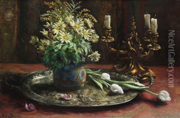 Marguerites Oil Painting - Leon de Meutter Brunin