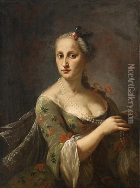 Girl With A Pearl Necklace Oil Painting - Martin van Meytens the Younger