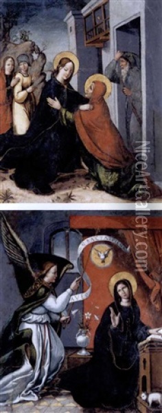 The Annunciation (+ The Visitation; Pair) Oil Painting - Juan de Borgona the Elder
