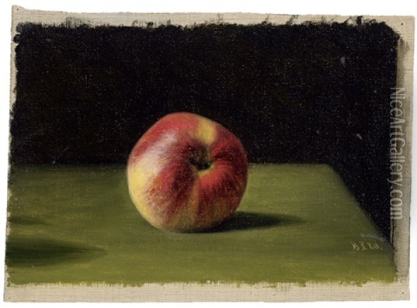 Apfel Auf Grunem Grund (+ Rosafarbene Dahlie; 2 Works) Oil Painting - Betzy Marie Petrea Libert