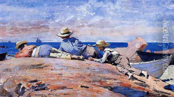 Three Boys on the Shore Oil Painting - Winslow Homer