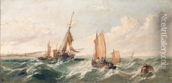 Shipping Off The Coast Of Dover Oil Painting - Arthur Joseph Meadows