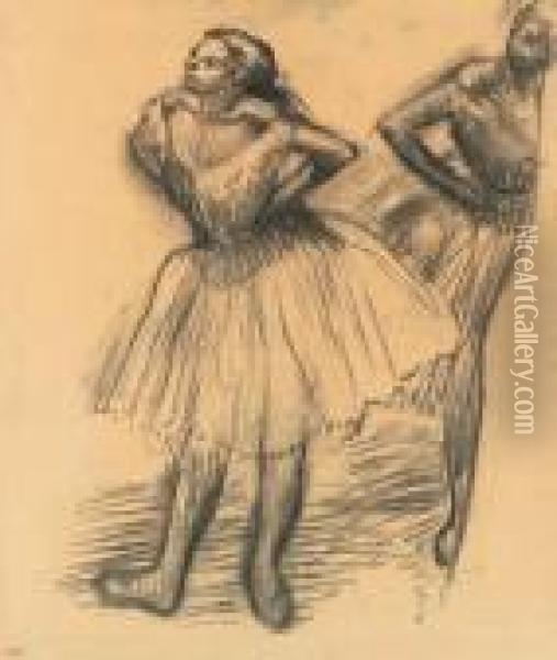 Deux Danseuses Debout Oil Painting - Edgar Degas