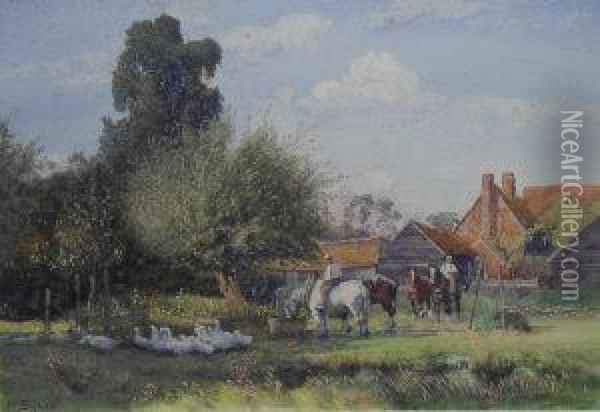 Farmstead, Chalfont St Giles, Bucks Oil Painting - Henry Sykes